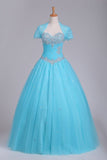 2024 Quinceanera Dresses Sweetheart Tulle With Beads And Ruffles PLZ8YXPL