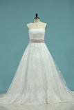 2024 A Line Sweetheart Wedding Dresses Tulle With Applique PY8MC4LH