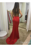 Illusion SweetHeart Neck Backless Spaghetti Red Prom Dresses With Sweep STKP7GFQPJ3