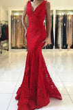 2024 V Neck Prom Dresses Mermaid Lace With Applique PAPQ69AP