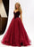 Charming V-Neck A-Line Organza Backless Strapless Noble Long Red Fashion Prom Dresses