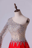 2024 One Sleeve A-Line Homecoming Dresses With Rhinestones PSK4KQFQ