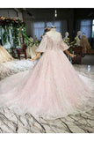 Ball Gown Wedding Dresses Sweetheart 1/2 Sleeves Top Quality Appliques PM8RJ6QL
