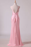 2024 Bridesmaid Dresses V Neck A Line Chiffon With Slit And PN6GSBQ5