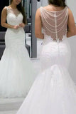 2024 Scoop Mermaid Tulle Wedding Dresses With P66ZX6TX