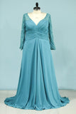 2024 A Line V Neck Mother Of The Bride Dresses Chiffon With Beads P57Q4X5Y
