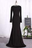 2024 V Neck Long Sleeves Mother Of The Bride Dresses Spandex With PRC2DN33