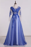2022 See-Through Prom Dresses Scoop Long Sleeves Tulle With PQHF8ZZC