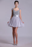 2024 Off The Shoulder A-Line Homecoming Dresses With Applique Tulle And PJF1R6DR