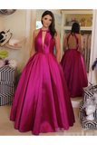 Sexy Plunging V Neckline Satin Ball Gown Evening Dress Backless Prom STKPKGFD3CE