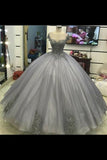 2024 New Arrival Quinceanera Dresses Scoop Tulle With Applique Floor Length PAFBMZ6Z
