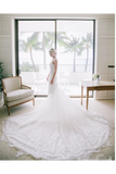 Sexy Appliqued Beach Wedding Dress With Racerback Illusion Neckline Wedding STKPBN4L9Q7