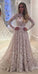 A-Line Backless Bowknot Scalloped Ivory Long Sleeve Backless Lace Wedding Dresses