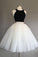 White and Black Two Pieces Tulle Cute Tutu Party Dresses Homecoming Dress