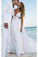 Sexy Deep V Neck White Chiffon Beach Elegant A-Line Bridal Floor-Length Wedding Dresses
