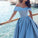 Blue Off-the-shoulder Ball Gown Split Princess Beach Quinceanera Dresses