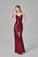 Affordable Simple Spaghetti Straps Long Burgundy Sparkly Prom Dresses