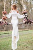 Affordable Unique Design Lace Top Long Sleeves Mermaid Long Wedding Dress