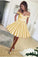 Cute A Line Yellow Off the Shoulder Sweetheart Satin with Pockets Homecoming Dresses