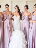 A-Line/Princess One-Shoulder Chiffon Sleeveless Floor-Length Bridesmaid Dresses TPP0005720