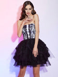 A-Line/Princess Sweetheart Sleeveless Lace Short Lace Homecoming Dresses TPP0008889