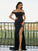 Sheath/Column Jersey Ruched Off-the-Shoulder Sleeveless Sweep/Brush Train Dresses TPP0001401