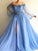 A-Line/Princess Long Sleeves Off-the-Shoulder Tulle Beading Floor-Length Dresses TPP0001463