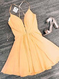 A-Line/Princess Chiffon V-neck Sleeveless Ruffles Short/Mini Homecoming Dresses TPP0008840