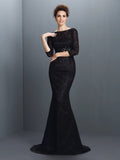 Trumpet/Mermaid Bateau Lace 3/4 Sleeves Long Elastic Woven Satin Mother of the Bride Dresses TPP0007123