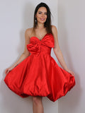 A-Line/Princess Satin Bowknot Sweetheart Sleeveless Short/Mini Dresses TPP0004842