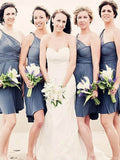 A-Line/Princess Chiffon One-Shoulder Sleeveless Short/Mini Bridesmaid Dresses TPP0005864