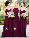 A-Line/Princess Sleeveless Floor-Length Chiffon Bridesmaid Dresses TPP0005169