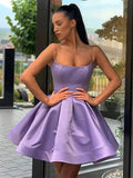 A-Line/Princess Square Satin Ruffles Sleeveless Short/Mini Homecoming Dresses TPP0004179