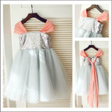 A-Line/Princess Straps Sleeveless Sequin Long Tulle Flower Girl Dresses TPP0007840