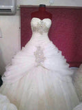 Ball Gown Organza Sweetheart Ruffles Sleeveless Floor-Length Wedding Dresses TPP0006258