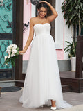 A-Line/Princess Tulle Ruffles Sweetheart Sleeveless Sweep/Brush Train Wedding Dresses TPP0006504
