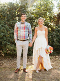 A-Line/Princess Chiffon Ruffles Sweetheart Sleeveless Asymmetrical Wedding Dresses TPP0006557