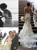 Trumpet/Mermaid Spaghetti Straps Court Train Lace Tulle Sleeveless Wedding Dresses TPP0006153