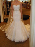 Trumpet/Mermaid Sleeveless Sweetheart Court Train Sash/Ribbon/Belt Lace Tulle Wedding Dresses TPP0006008