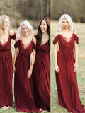 A-Line/Princess Spaghetti Straps Sleeveless Floor-Length Lace Chiffon Bridesmaid Dresses TPP0005238