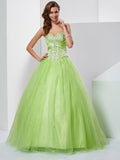 Ball Gown Sweetheart Beading Sleeveless Long Tulle Quinceanera Dresses TPP0009113
