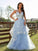 A-Line/Princess Tulle Lace V-neck Sleeveless Floor-Length Dresses TPP0001538