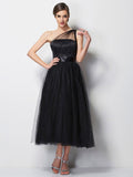A-Line/Princess One-Shoulder Sleeveless Pleats Short Elastic Woven Satin Bridesmaid Dresses TPP0005283