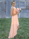 A-Line/Princess Sleeveless Scoop Asymmetrical Chiffon Bridesmaid Dresses TPP0005298