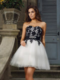 A-Line/Princess Sweetheart Applique Sleeveless Short Tulle Cocktail Dresses TPP0008724