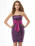 A-Line/Princess Strapless Sleeveless Bowknot Short Organza Homecoming Dresses TPP0008728