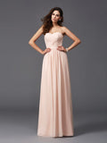 A-Line/Princess Sweetheart Pleats Sleeveless Long Chiffon Bridesmaid dresses TPP0005628