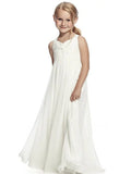 A-Line/Princess Chiffon Ruffles Sleeveless Scoop Floor-Length Flower Girl Dresses TPP0007823