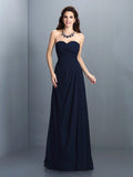 A-Line/Princess Sweetheart Pleats Sleeveless Long Chiffon Bridesmaid Dresses TPP0005378