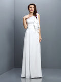 A-Line/Princess One-Shoulder Ruffles Sleeveless Long Chiffon Bridesmaid Dresses TPP0005609